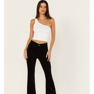 Rock & Roll Denim Bargain Button Bell Flare Black Corduroy Size 30x34 NWT